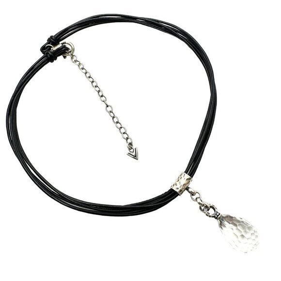 SILPADA Womens Necklace Black Leather Sterling Quartz Pendant N1494 Retired - Picture 3 of 3